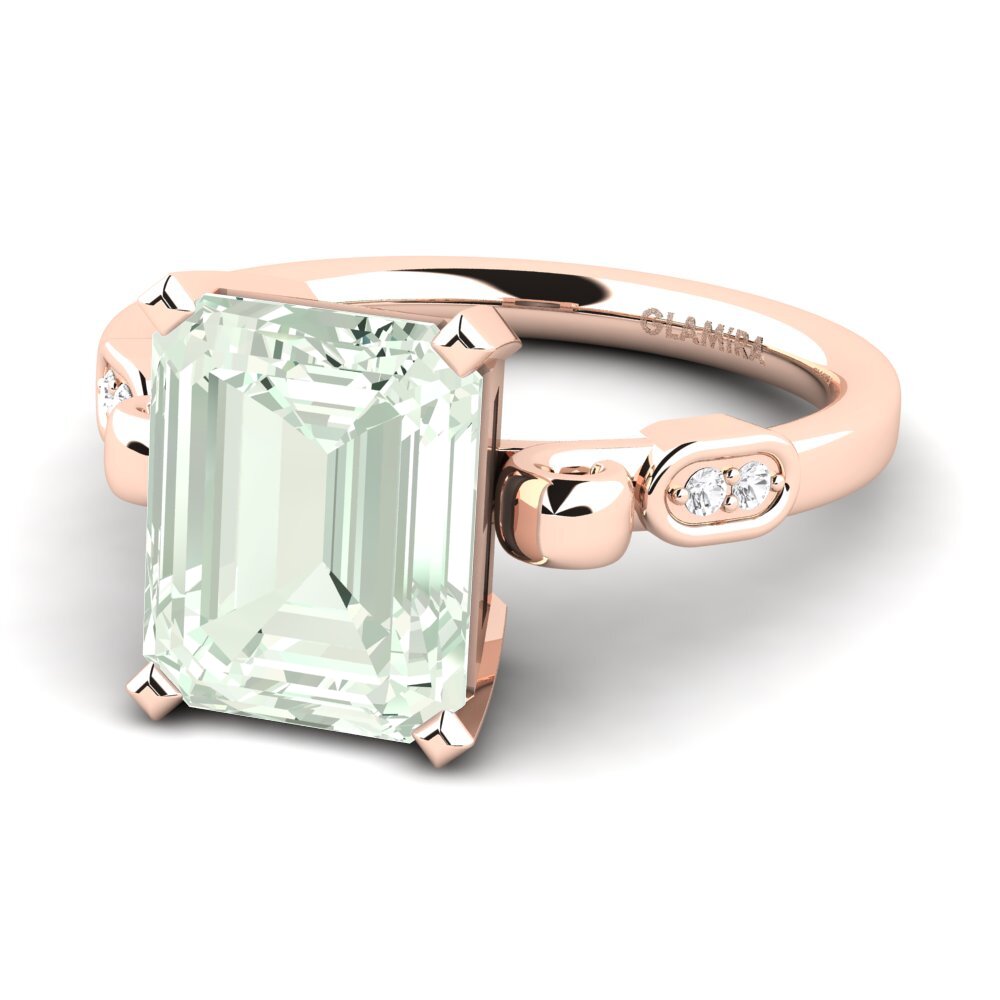 9k Rose Gold Green Amethyst Engagement Ring Mathina