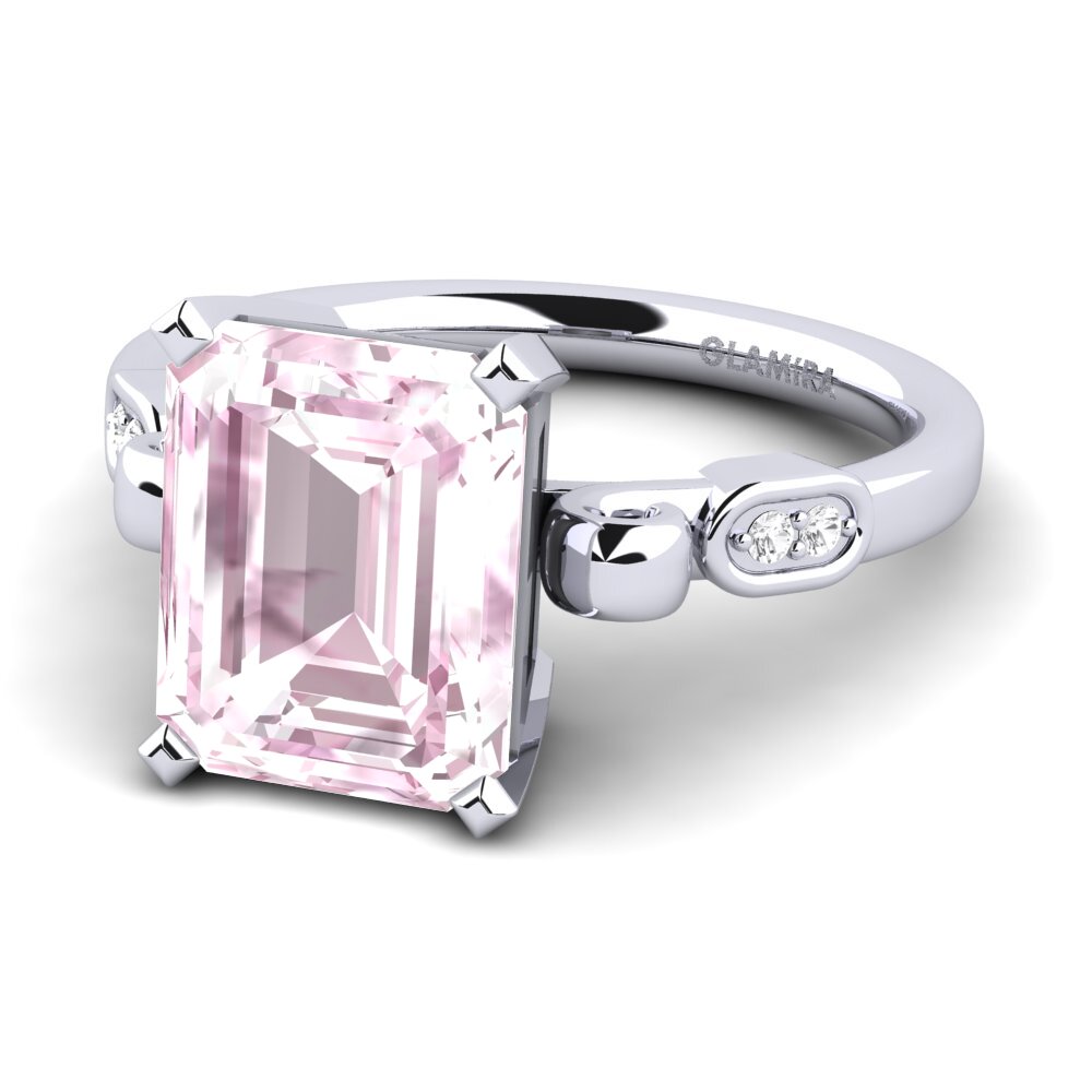 White Silver Kunzite Engagement Ring Mathina