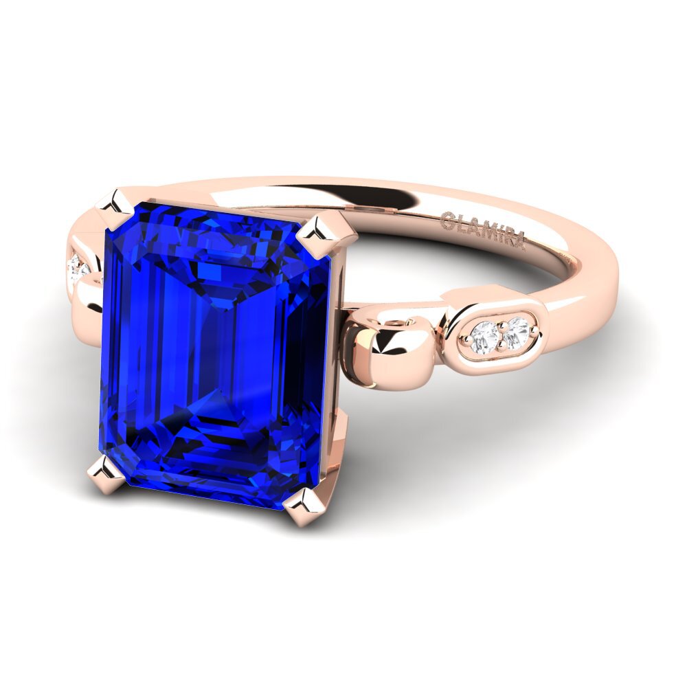 9k Rose Gold Sapphire (Lab Created) Engagement Ring Mathina
