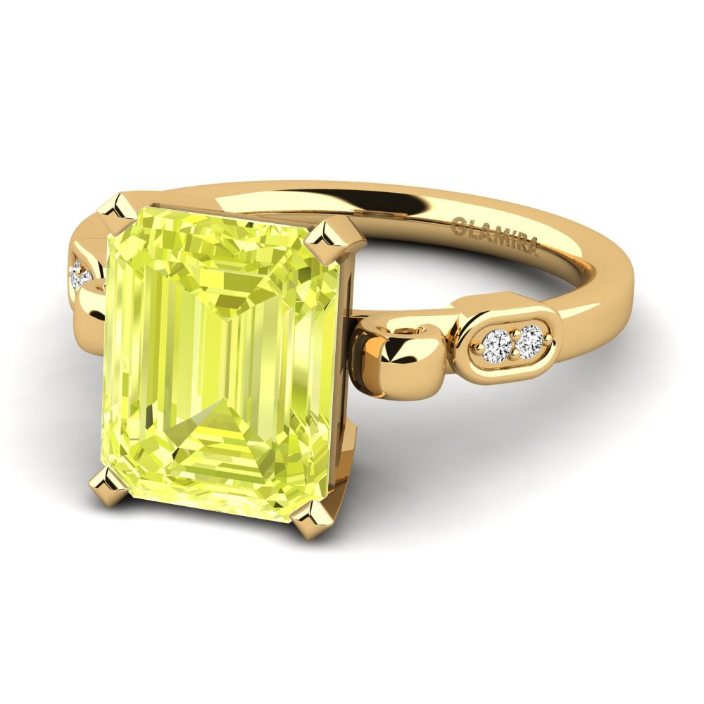 14k Oro Amarillo Cuarzo Limón Anillo de compromiso Mathina