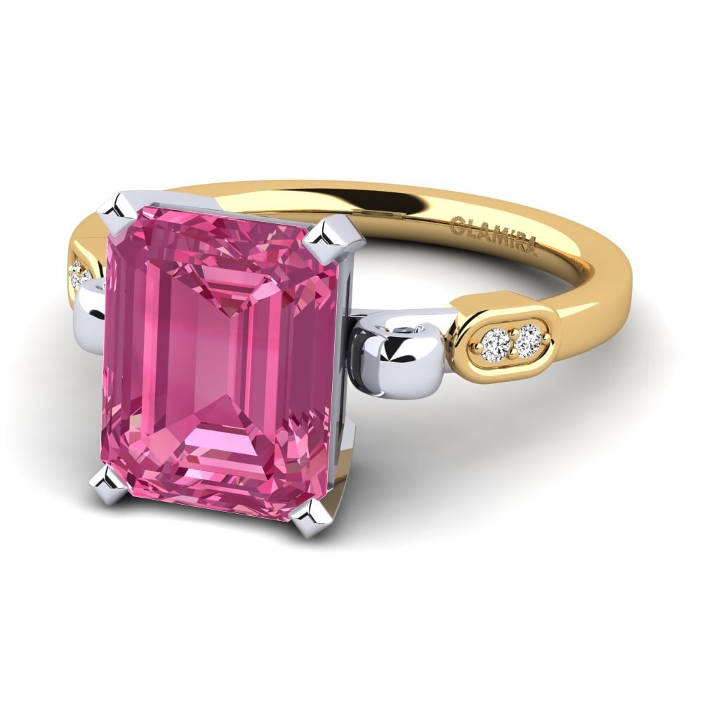 14ct Yellow / White Gold Pink Tourmaline Engagement Ring Mathina