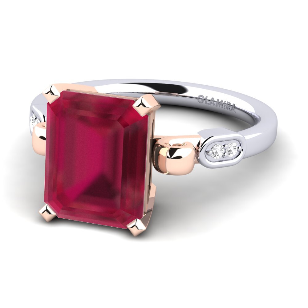 14k White & Rose Gold Ruby Engagement Ring Mathina