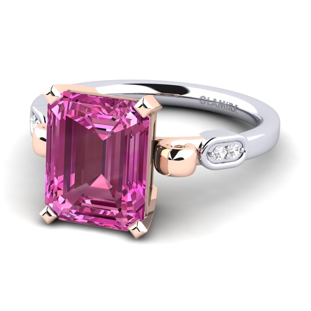 14k White & Rose Gold Pink Topaz Engagement Ring Mathina
