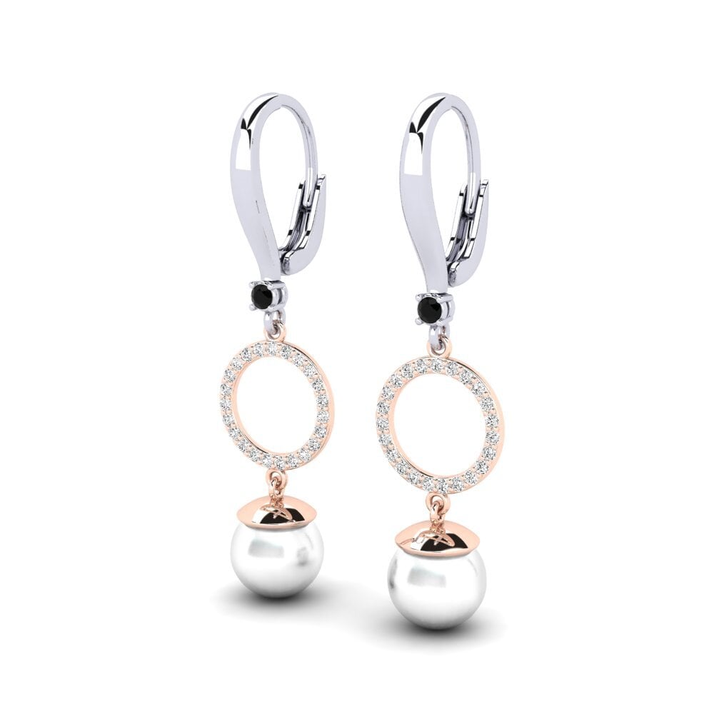 14ct White & Rose Gold Black Onyx Women's Earring Matirer