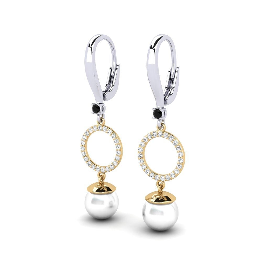 9ct White & Yellow Gold Black Diamond Women's Earring Matirer