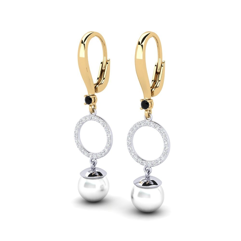 9ct Yellow & White Gold Black Diamond Women's Earring Matirer