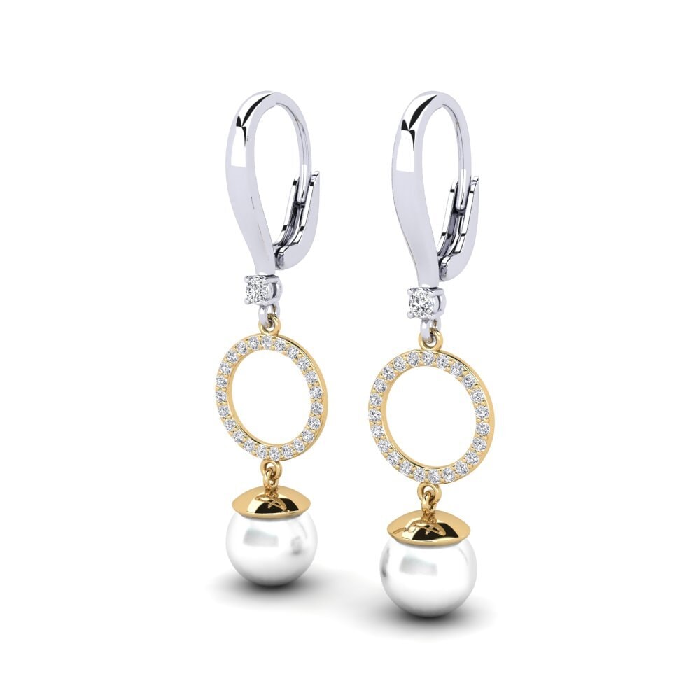 14ct White & Yellow Gold Diamond Women's Earring Matirer