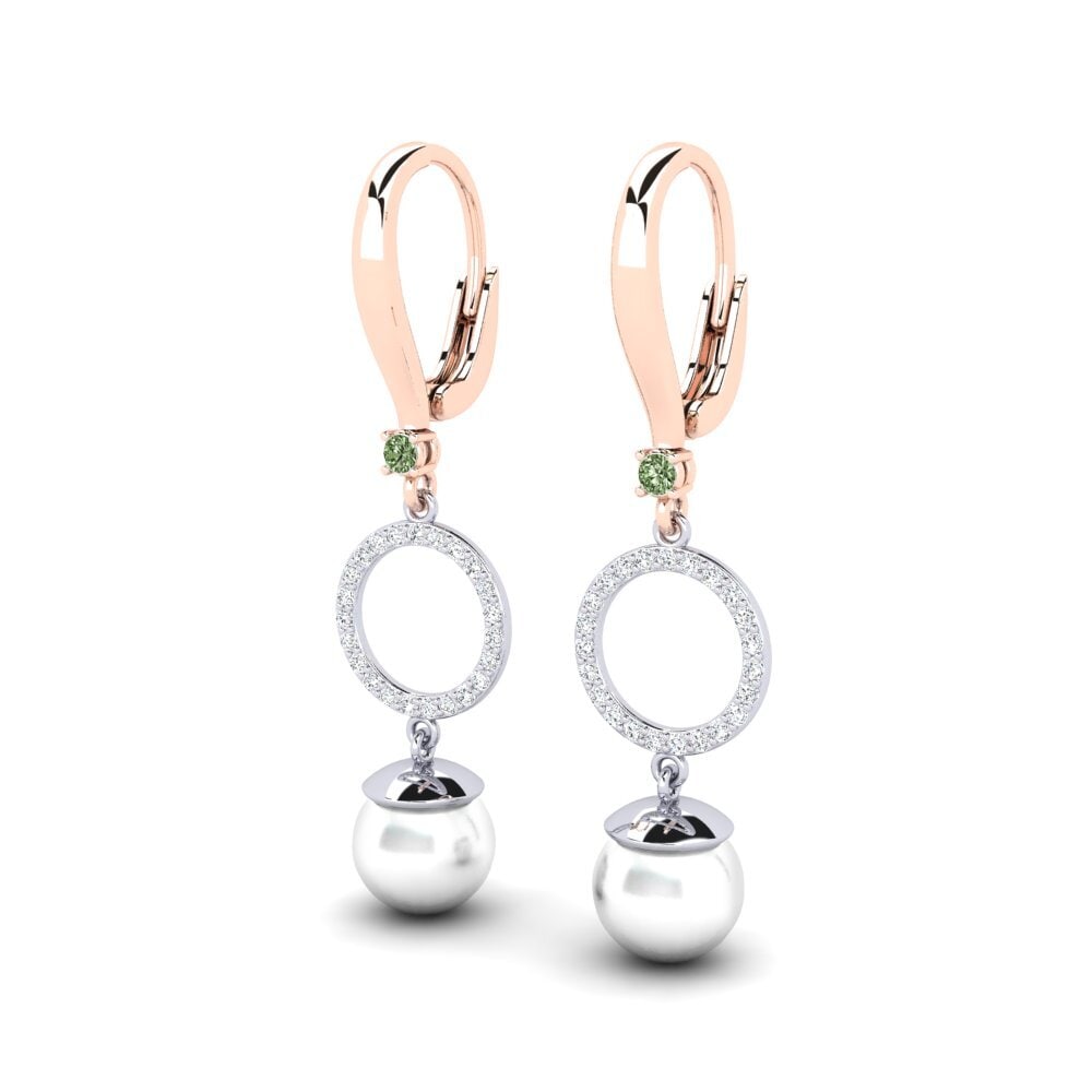 9k Oro Rosa & Blanco Diamante Verde Pendiente de mujer Matirer