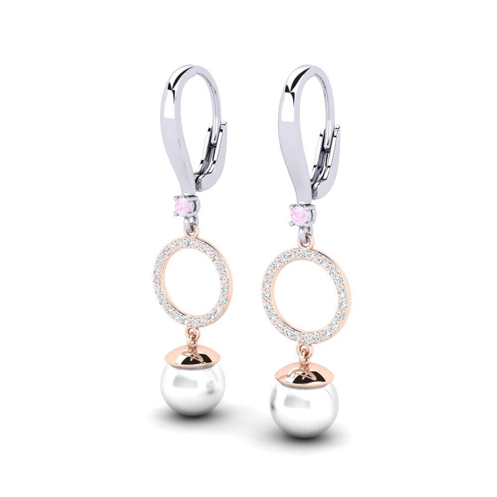 14k Oro Blanco & Rosa Zafiro Rosado Pendiente de mujer Matirer