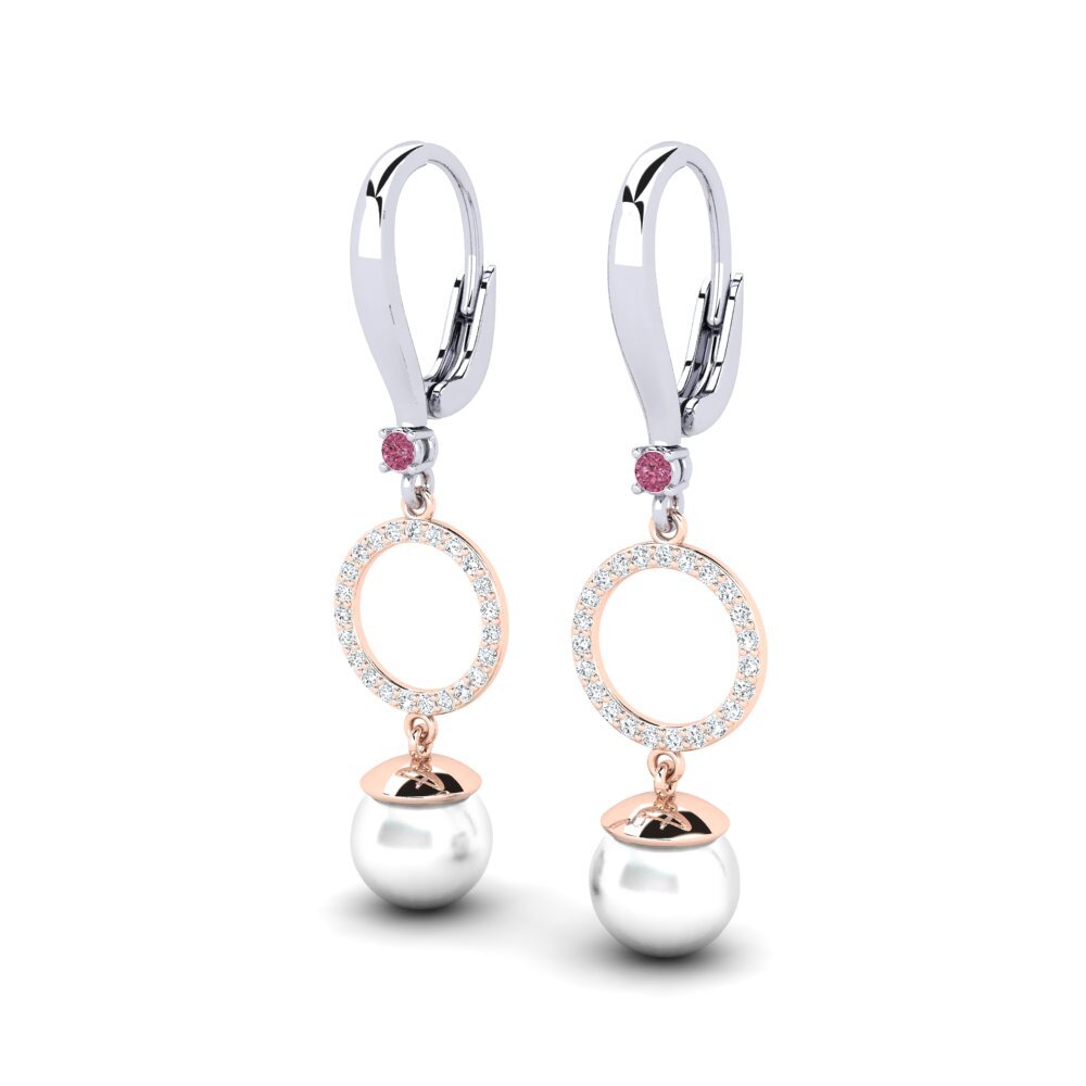 9ct White & Rose Gold Rhodolite Garnet Women's Earring Matirer