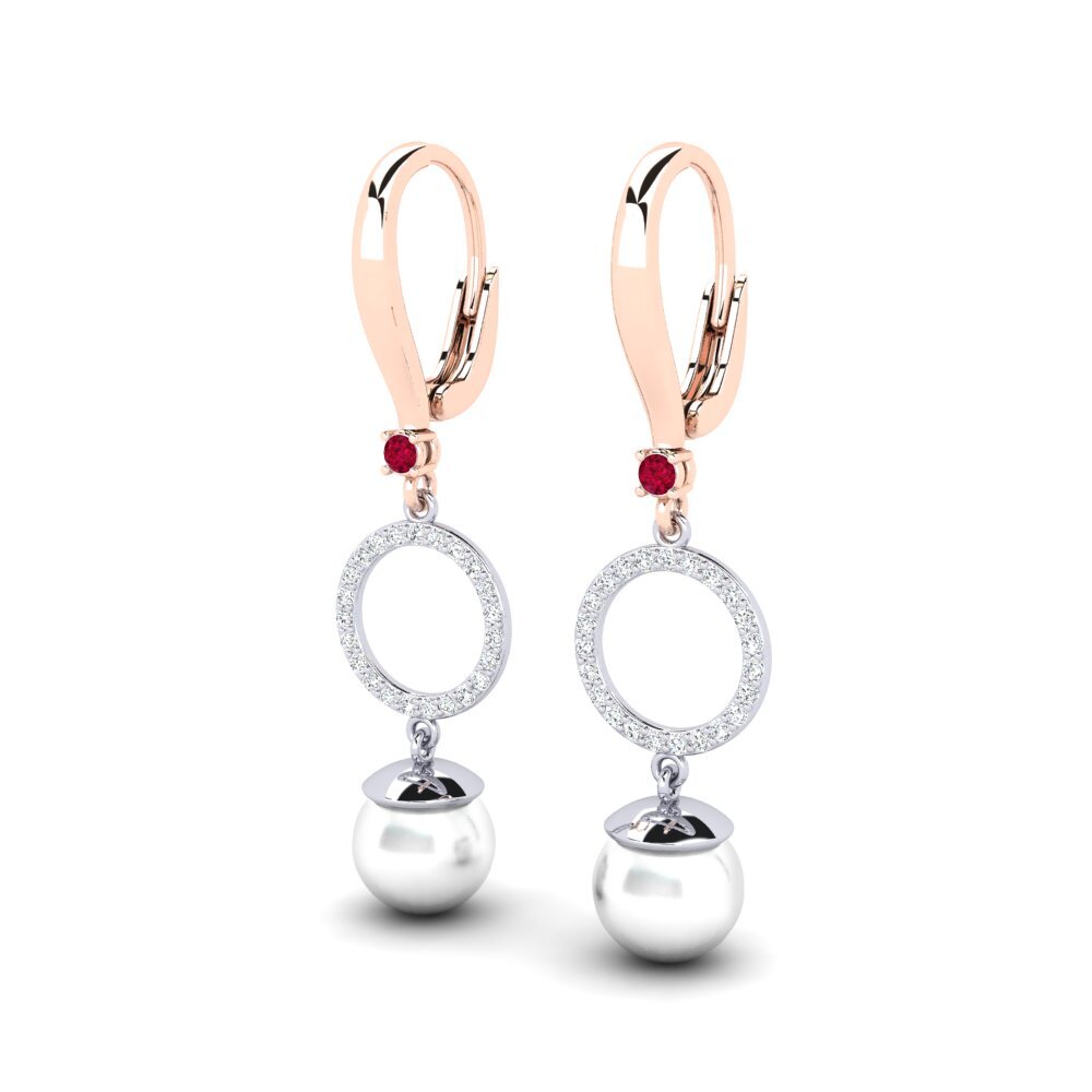 9k Oro Rosa & Blanco Rubí Pendiente de mujer Matirer