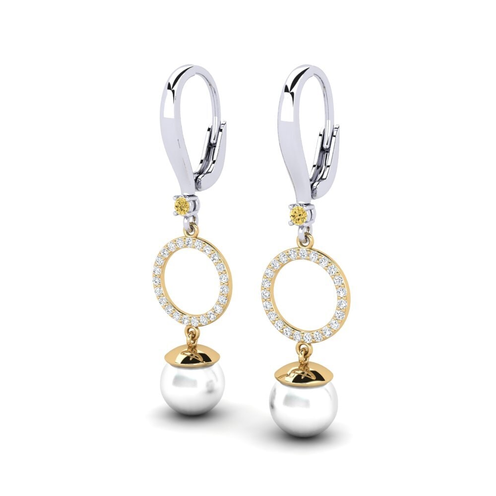 18ct White & Yellow Gold Yellow Diamond Women's Earring Matirer