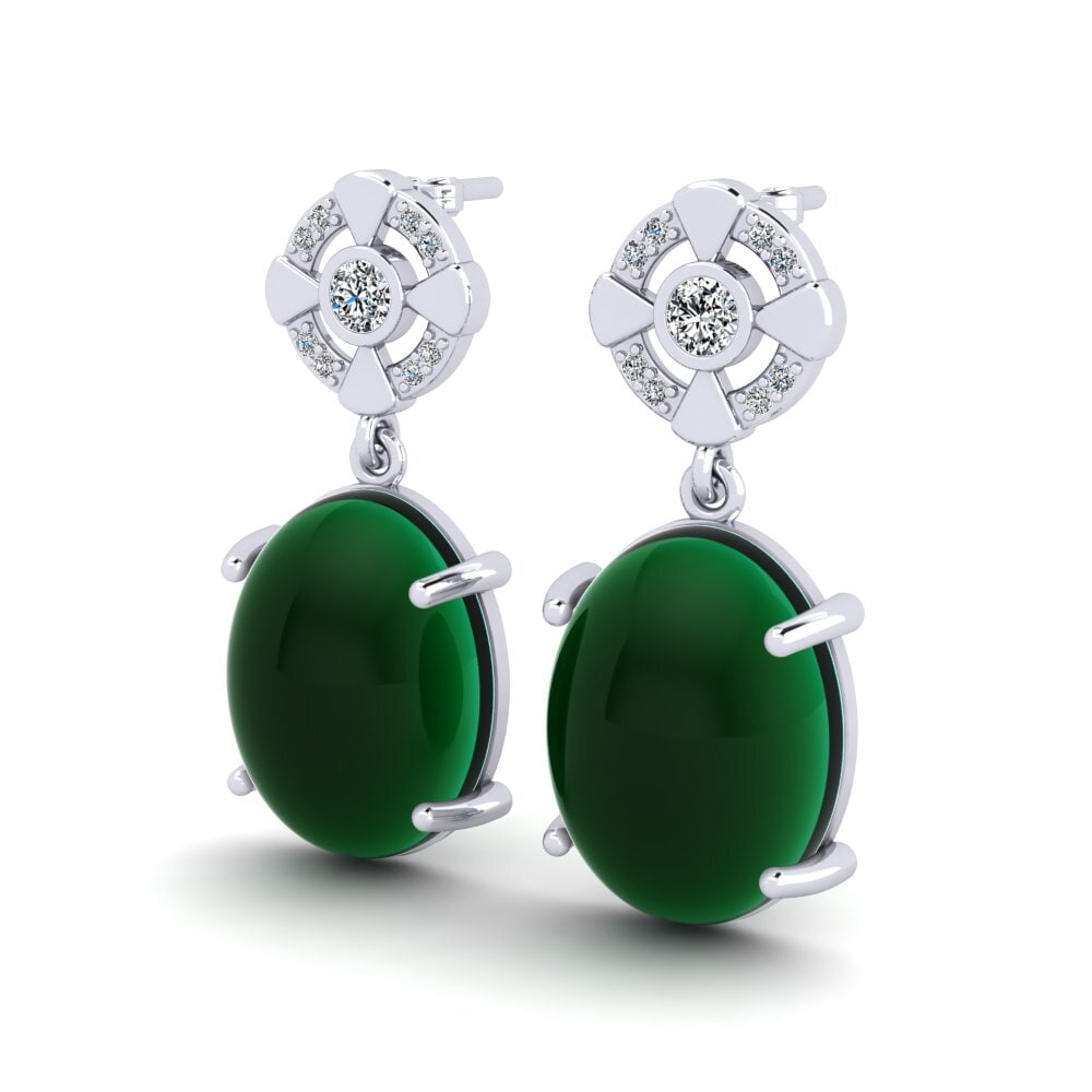 Đá Cabochon Ngọc Lục Bảo Bông tai nữ Matsimela