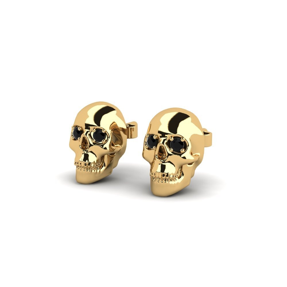 Ouro Amarelo 14K Safira negra Brincos Feminino Matteo