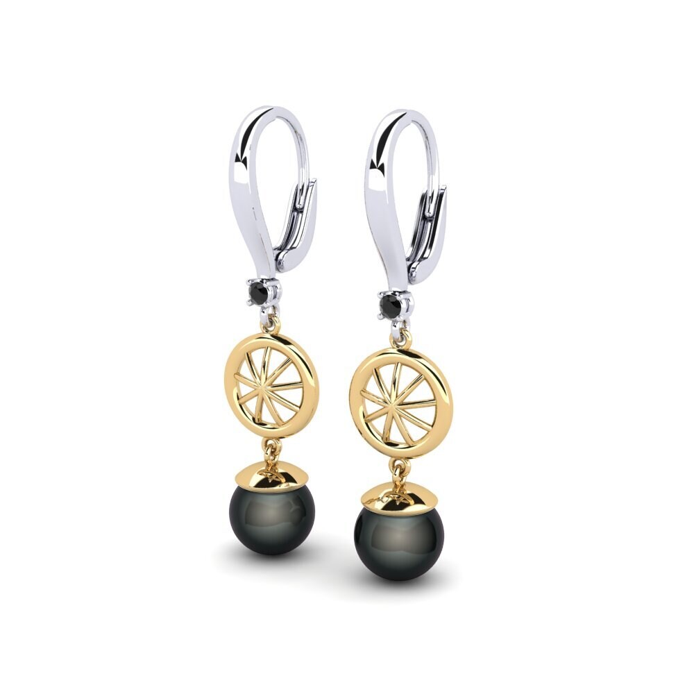 9ct White & Yellow Gold Black Diamond Women's Earring Maturiyej