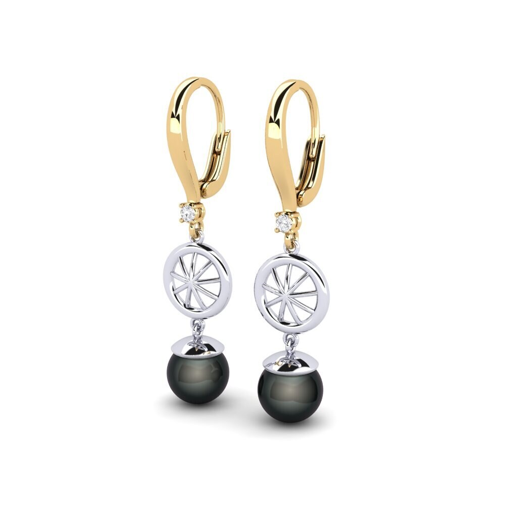 14k Oro Amarillo & Blanco Zafiro blanco Pendiente de mujer Maturiyej
