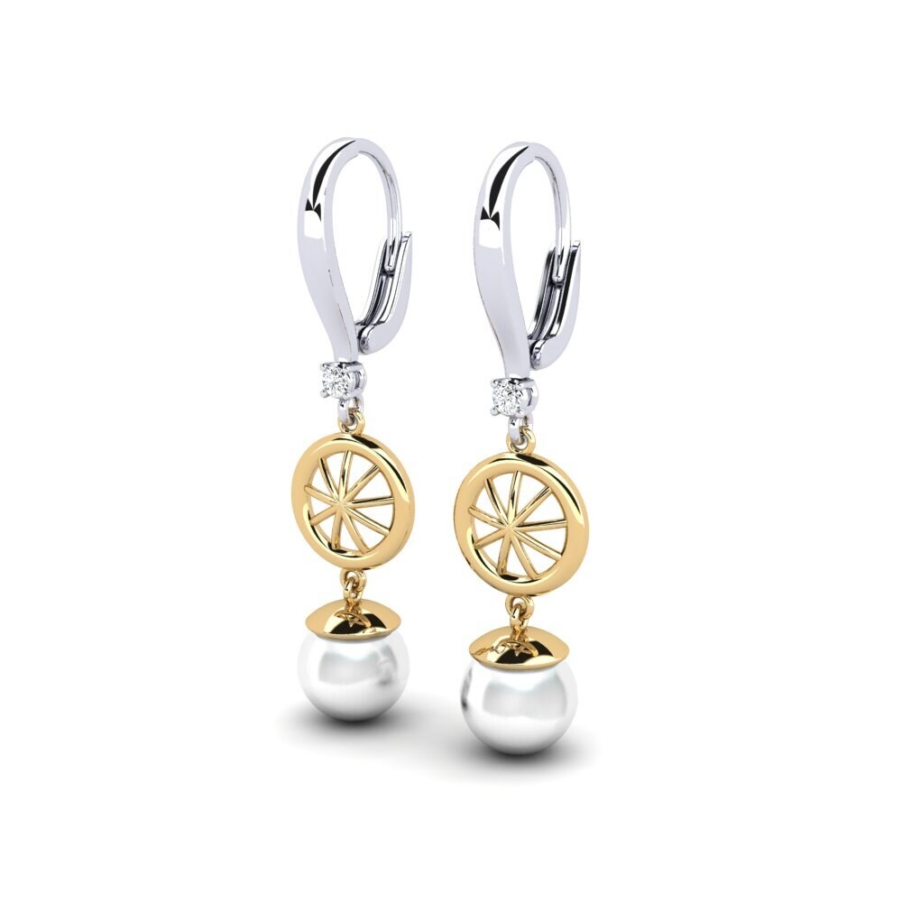 14k Oro Blanco & Amarillo Pendiente de mujer Maturiyej