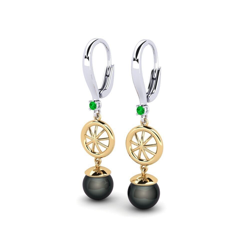 18ct White & Yellow Gold Emerald Women's Earring Maturiyej