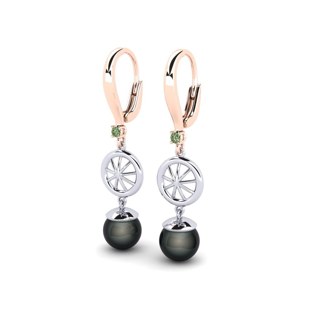9k Oro Rosa & Blanco Diamante Verde Pendiente de mujer Maturiyej