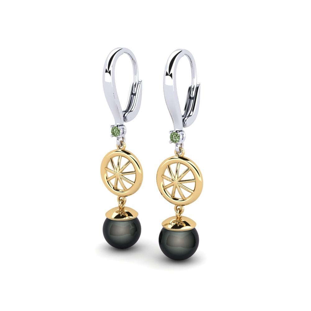 9ct White & Yellow Gold Green Diamond Women's Earring Maturiyej