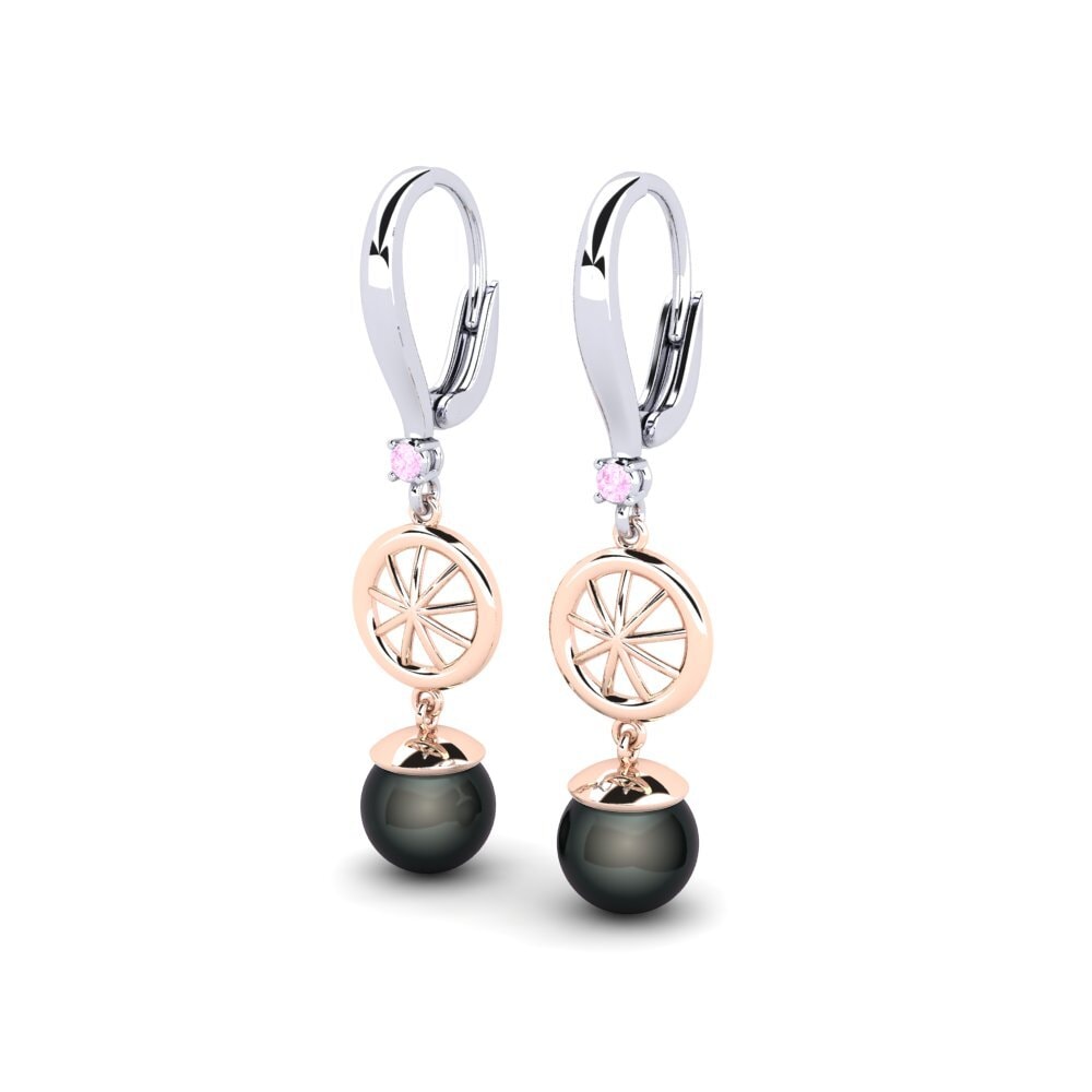 14k Oro Blanco & Rosa Zafiro Rosado Pendiente de mujer Maturiyej
