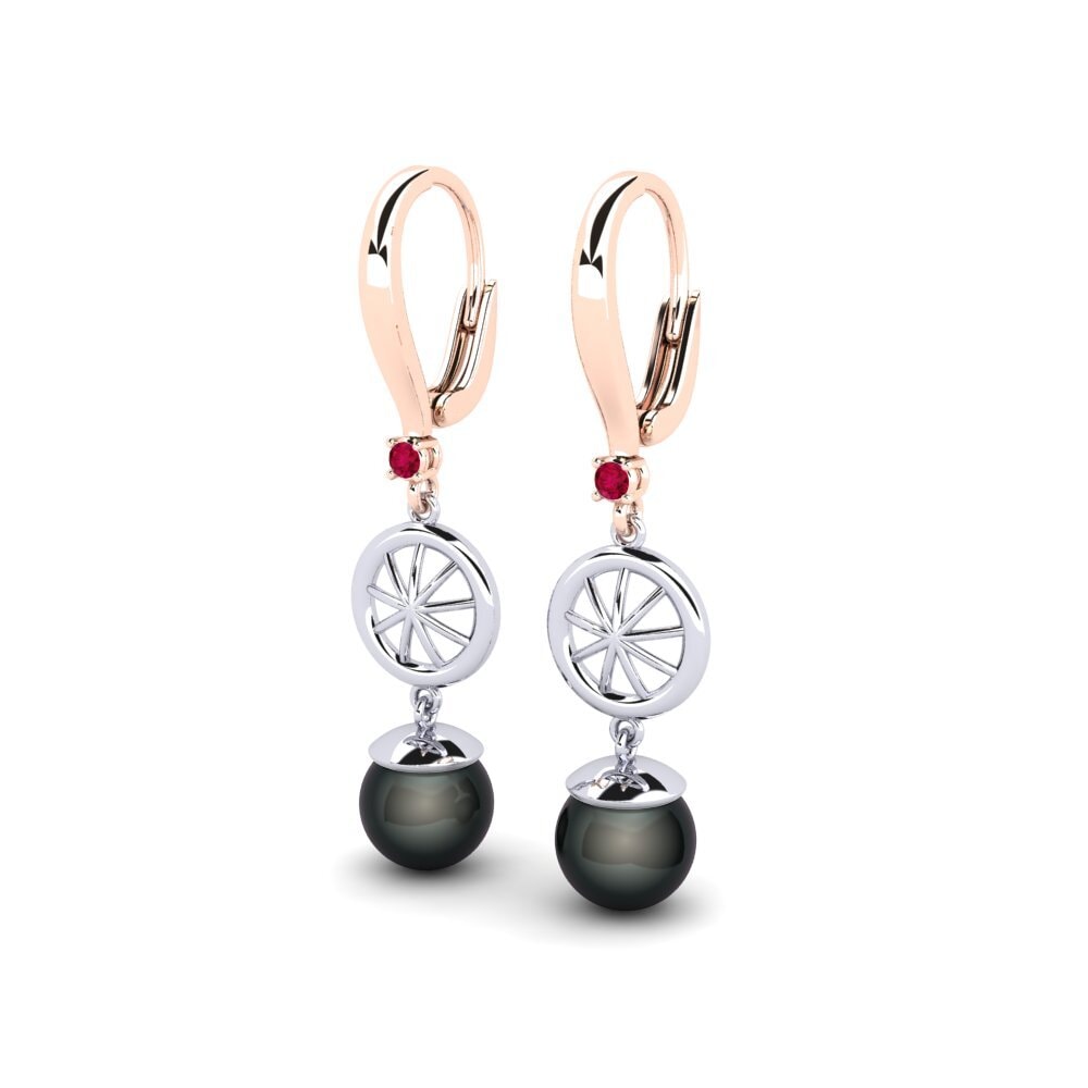 9k Oro Rosa & Blanco Rubí Pendiente de mujer Maturiyej