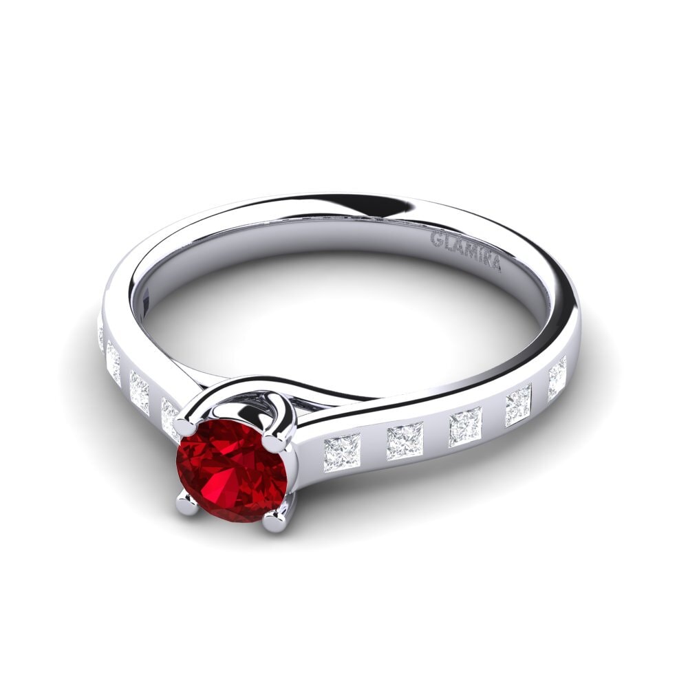 Red Zirconia Engagement Ring Mauricette