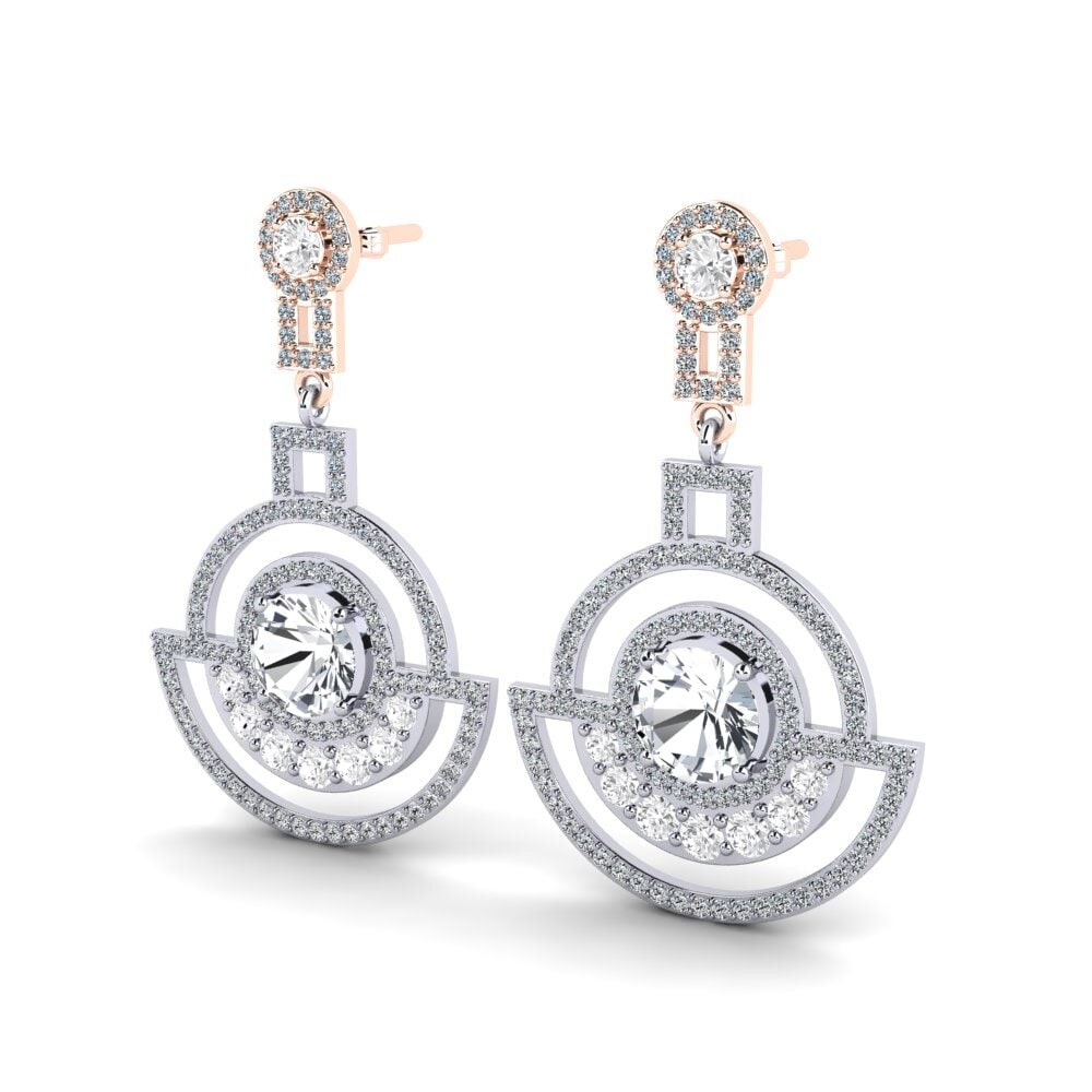 14ct White & Rose Gold White Zircon Women's Earring Maurine