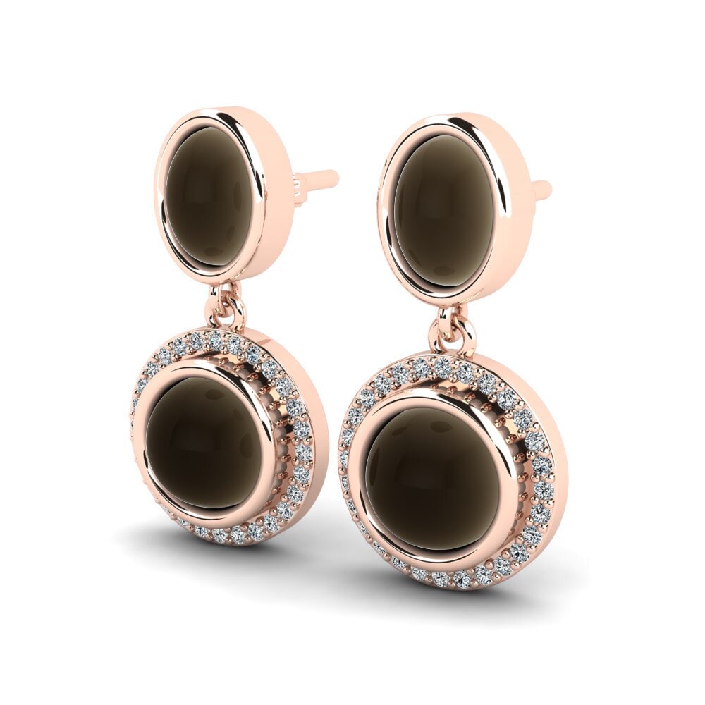 14ct Rose Gold Cabochon Smoky Topaz Women's Earring Maurita