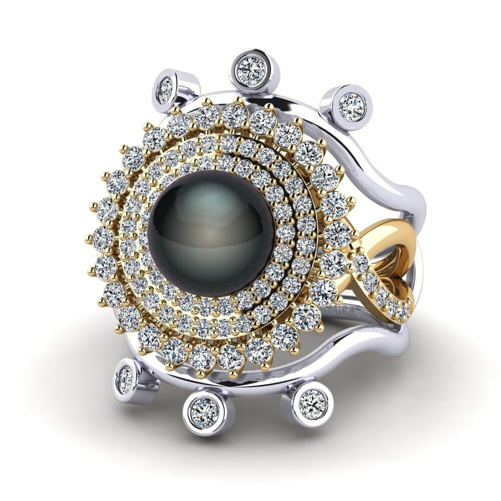 9k Oro Amarillo & Blanco Anillo Mawk SET