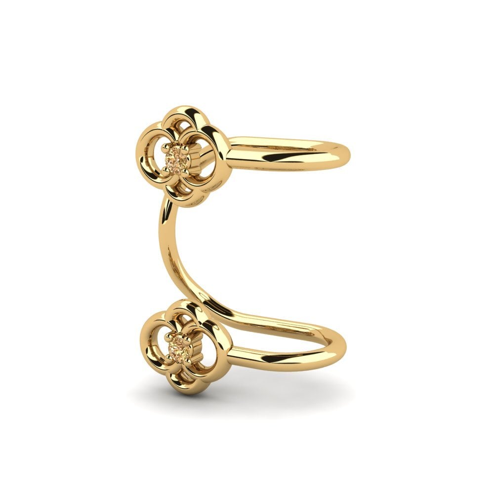 14ct Yellow Gold Brown Diamond Women's Earring Maximos