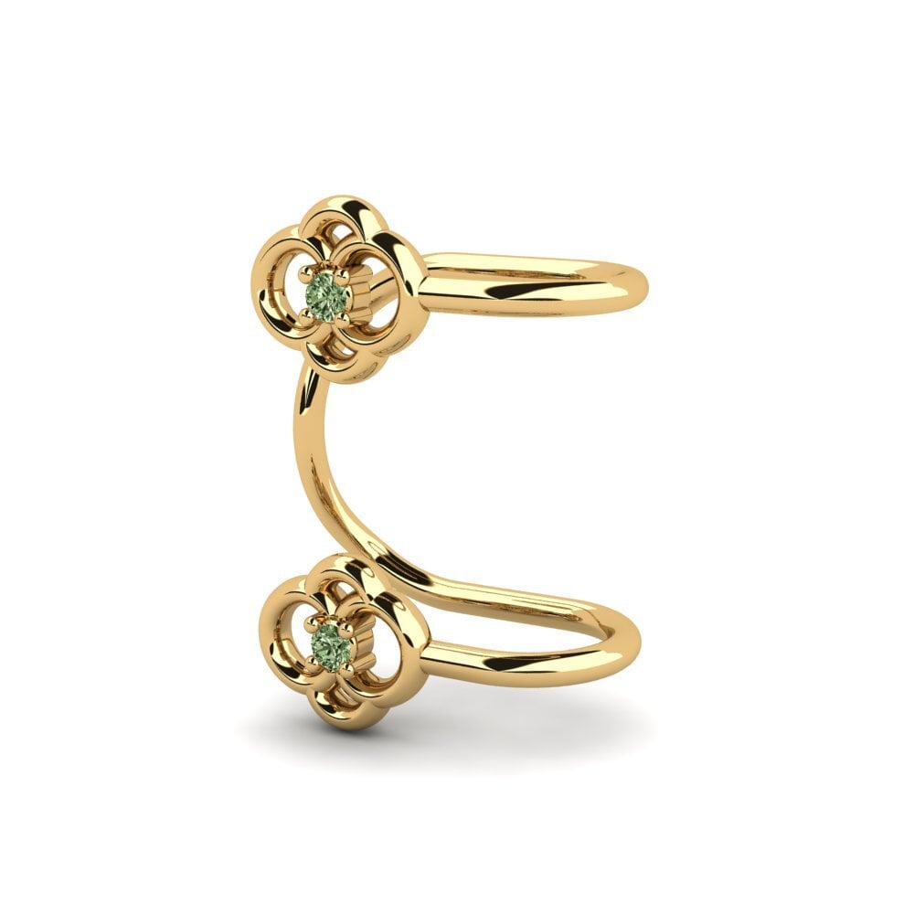 14ct Yellow Gold Green Diamond Women's Earring Maximos