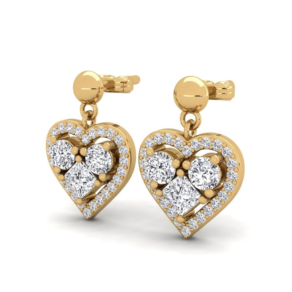 14k Oro Amarillo Princesa Pendiente de mujer Maytal