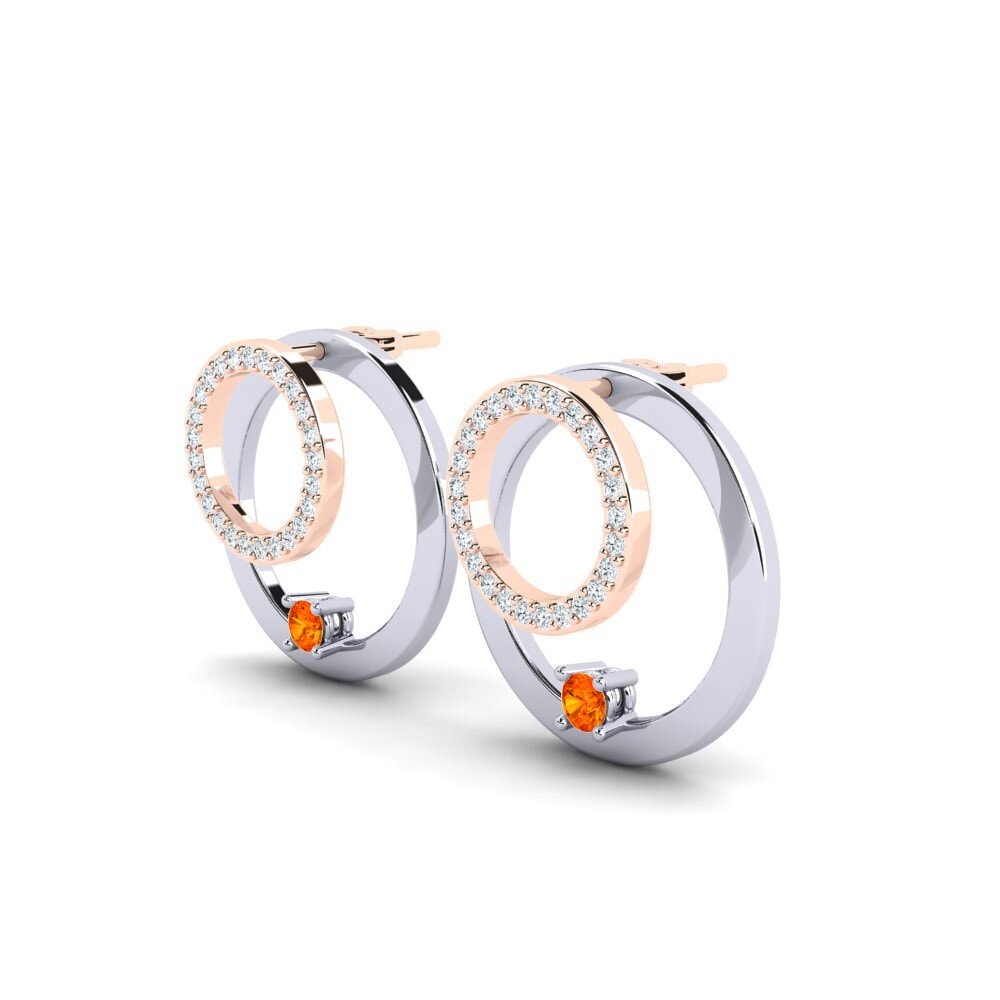 9K White & Rose Gold Orange Sapphire Earring Mayuri