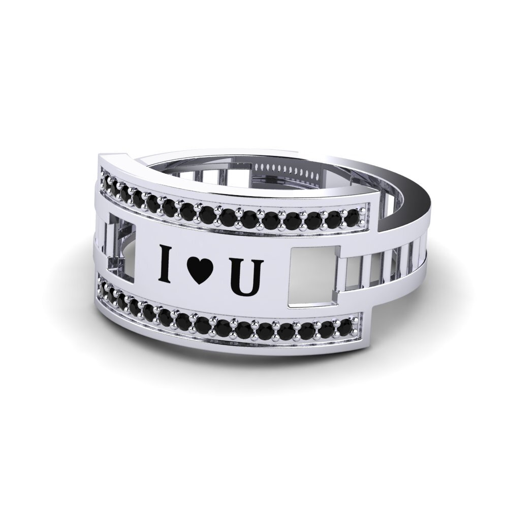 Palladium 950 Schwarzer Onyx Ringe Mazie