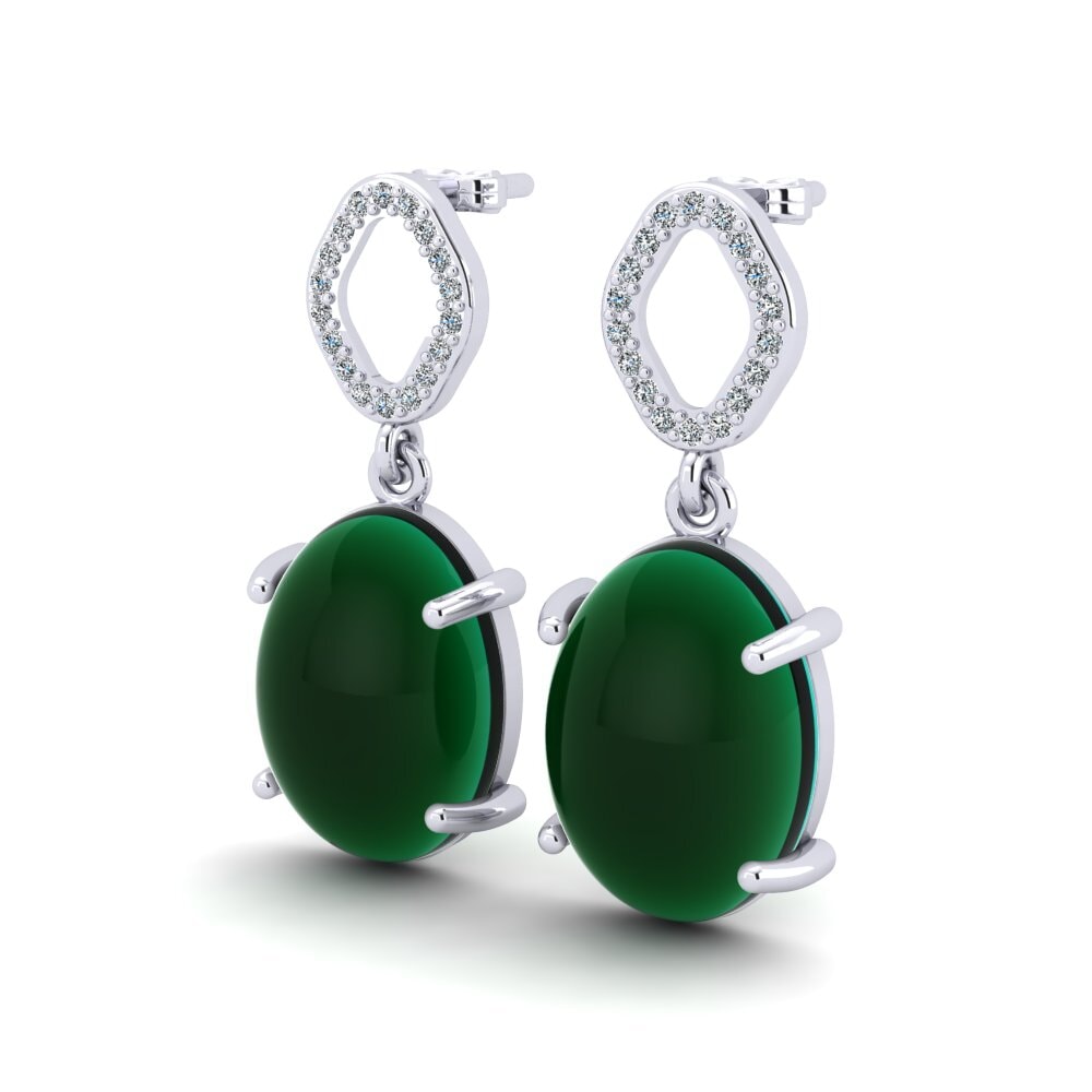 Đá Cabochon Ngọc Lục Bảo Bông tai nữ Meantuna