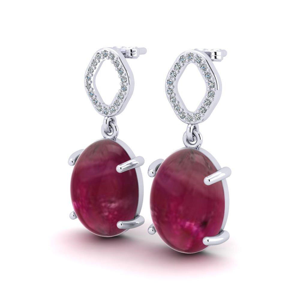 Cabochon Ruby Women's Earring Meantuna