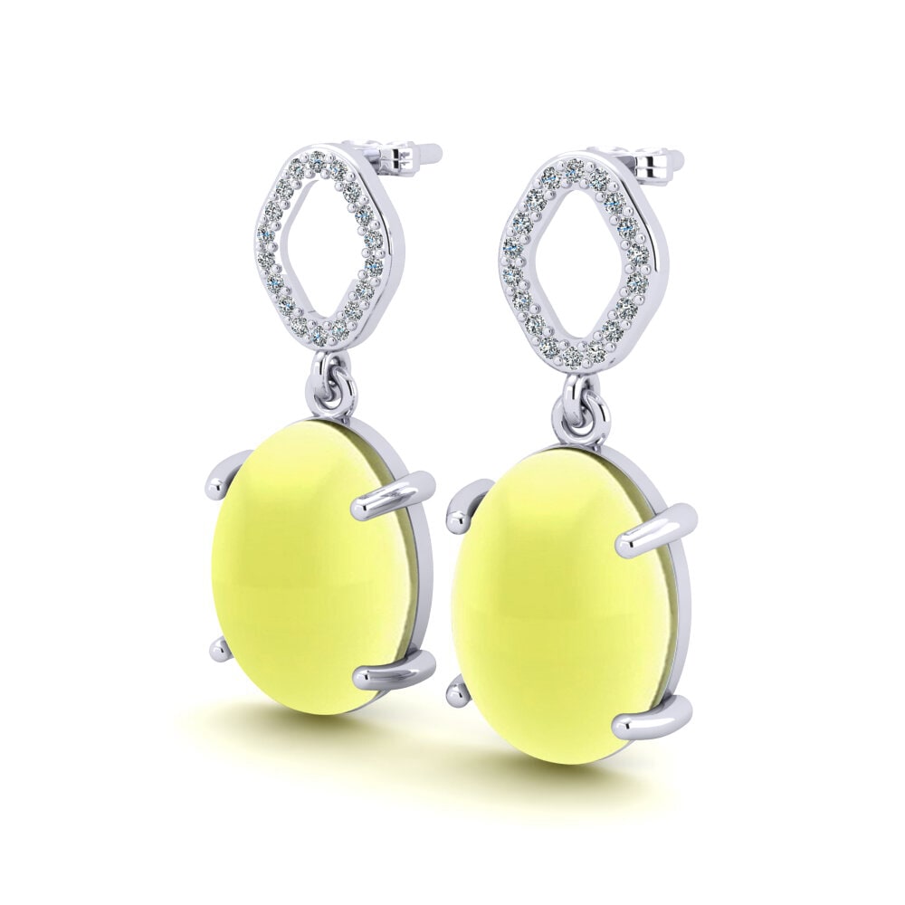 Cabochon Oval Cabochon Lemon Topaz Women's Earring Meantuna