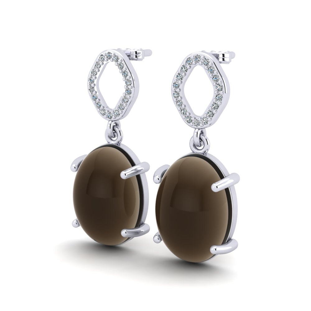 Đá Cabochon Thạch Anh Khói Bông tai nữ Meantuna
