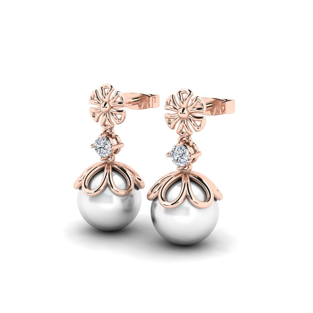 14k Oro Rosa Diamante cultivado en laboratorio Pendiente de mujer Mearlisaj