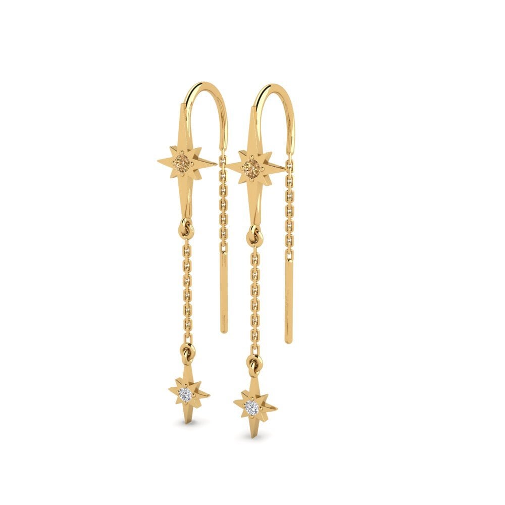 Oro Giallo 750 Diamante Marrone Orecchino da donna Megrez