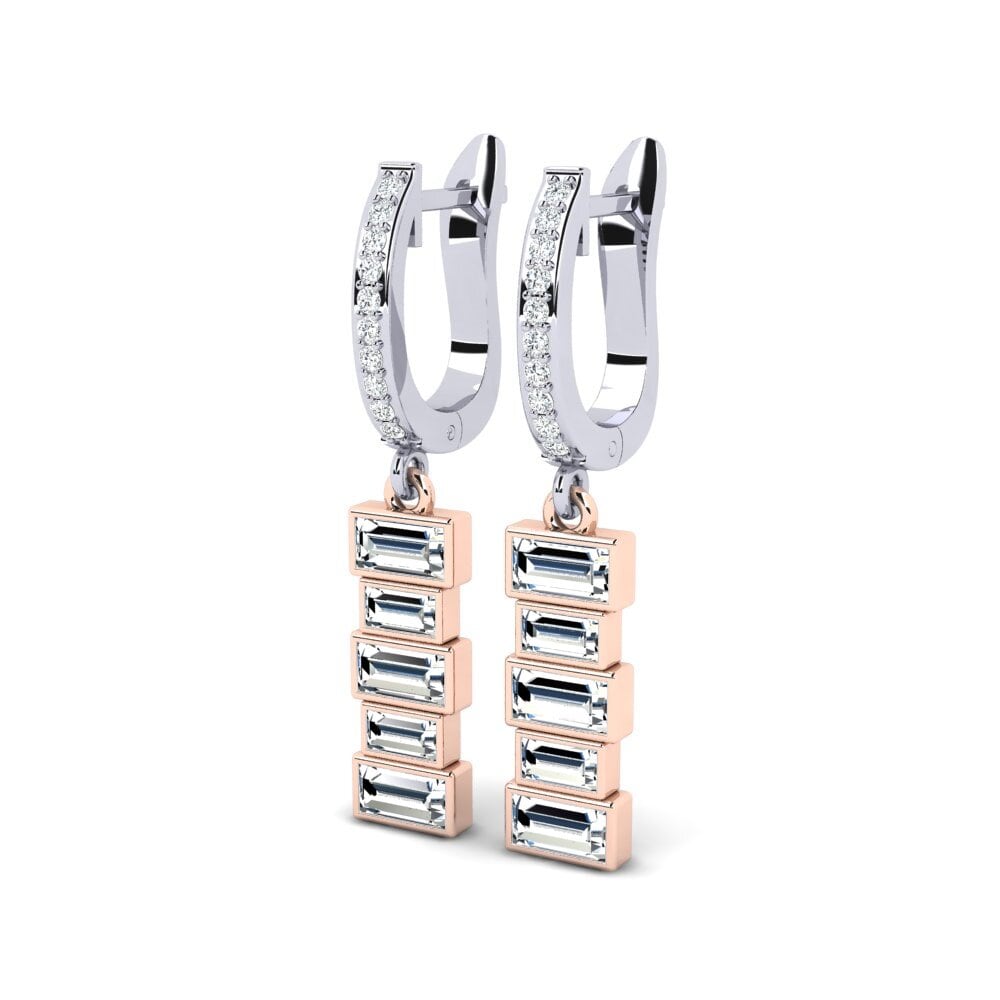 14k Oro Blanco / Rosa Baguette Pendiente de mujer Meilleure