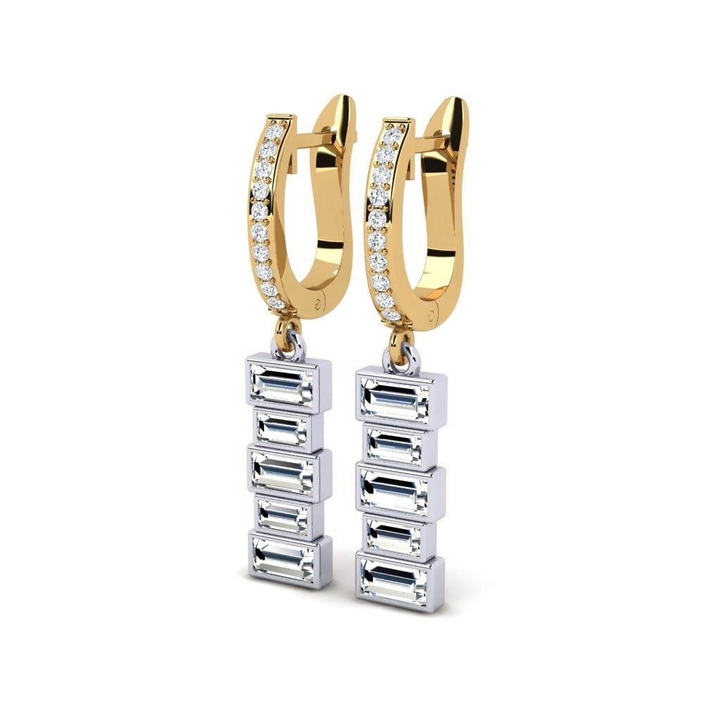14k Oro Amarillo/Blanco Baguette Pendiente de mujer Meilleure