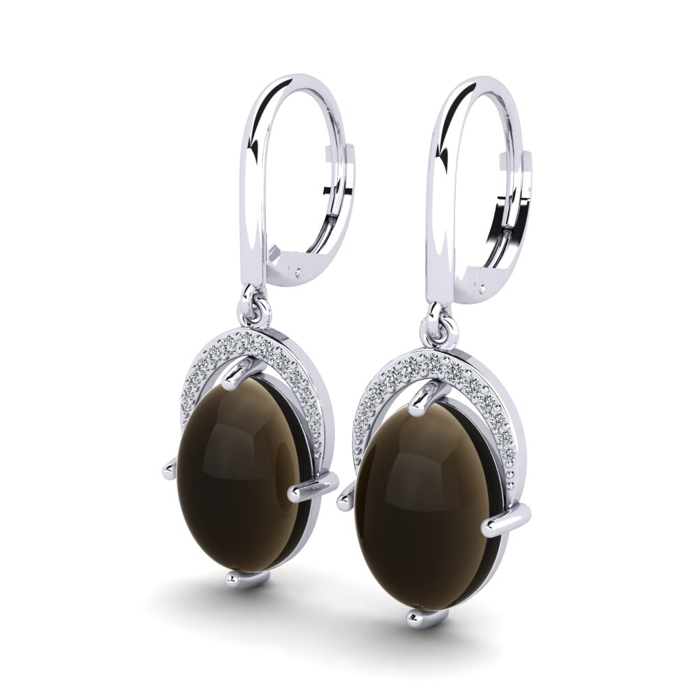 Đá Cabochon Thạch Anh Khói Bông tai nữ Meklorka