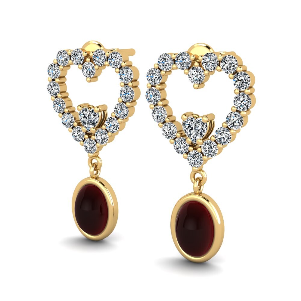 14k Oro Amarillo Granate Cabujón Pendiente de mujer Melina
