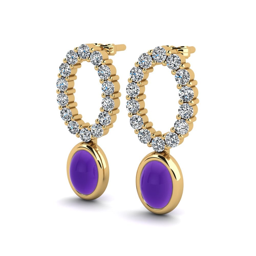 14ct Yellow Gold Cabochon Oval Women's Earring Melisandra