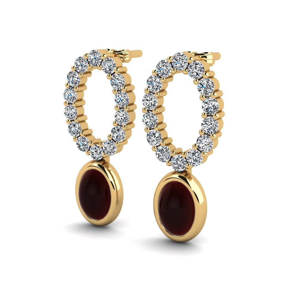14k Oro Amarillo Granate Cabujón Pendiente de mujer Melisandra