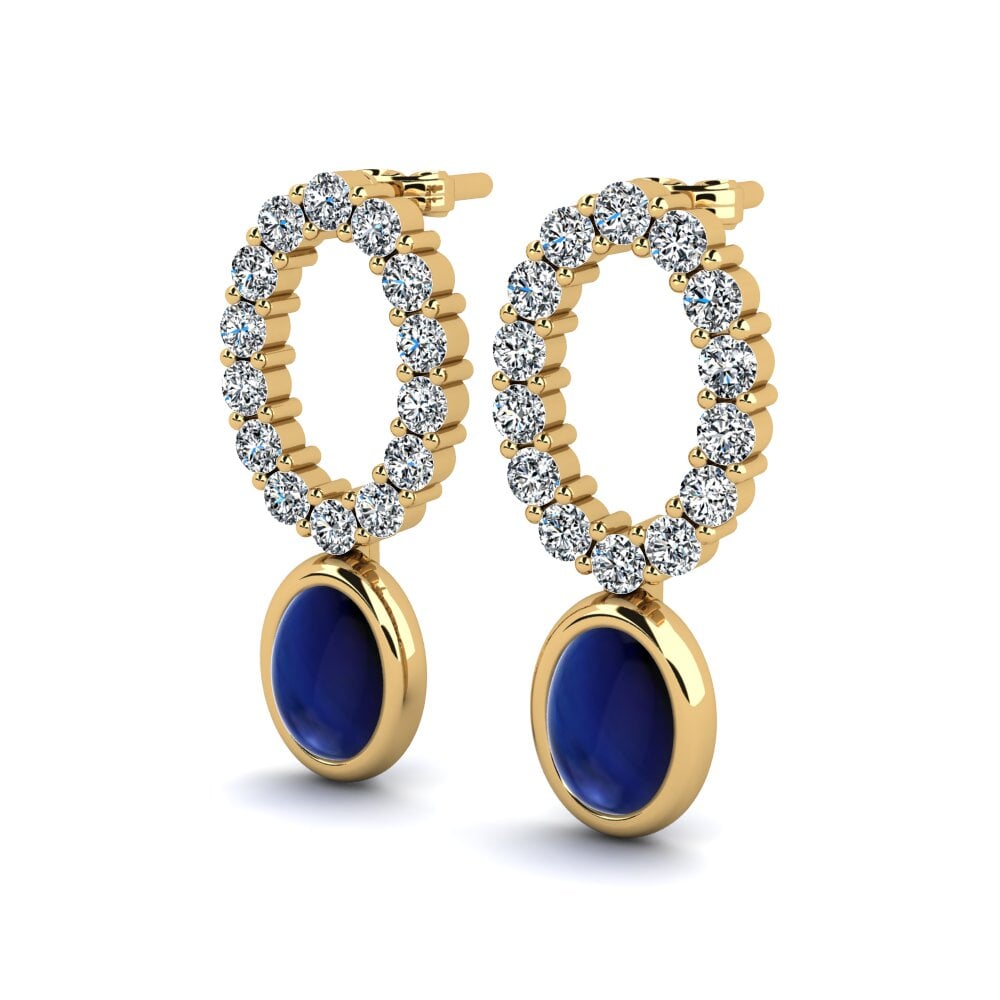 14ct Yellow Gold Cabochon Sapphire Women's Earring Melisandra