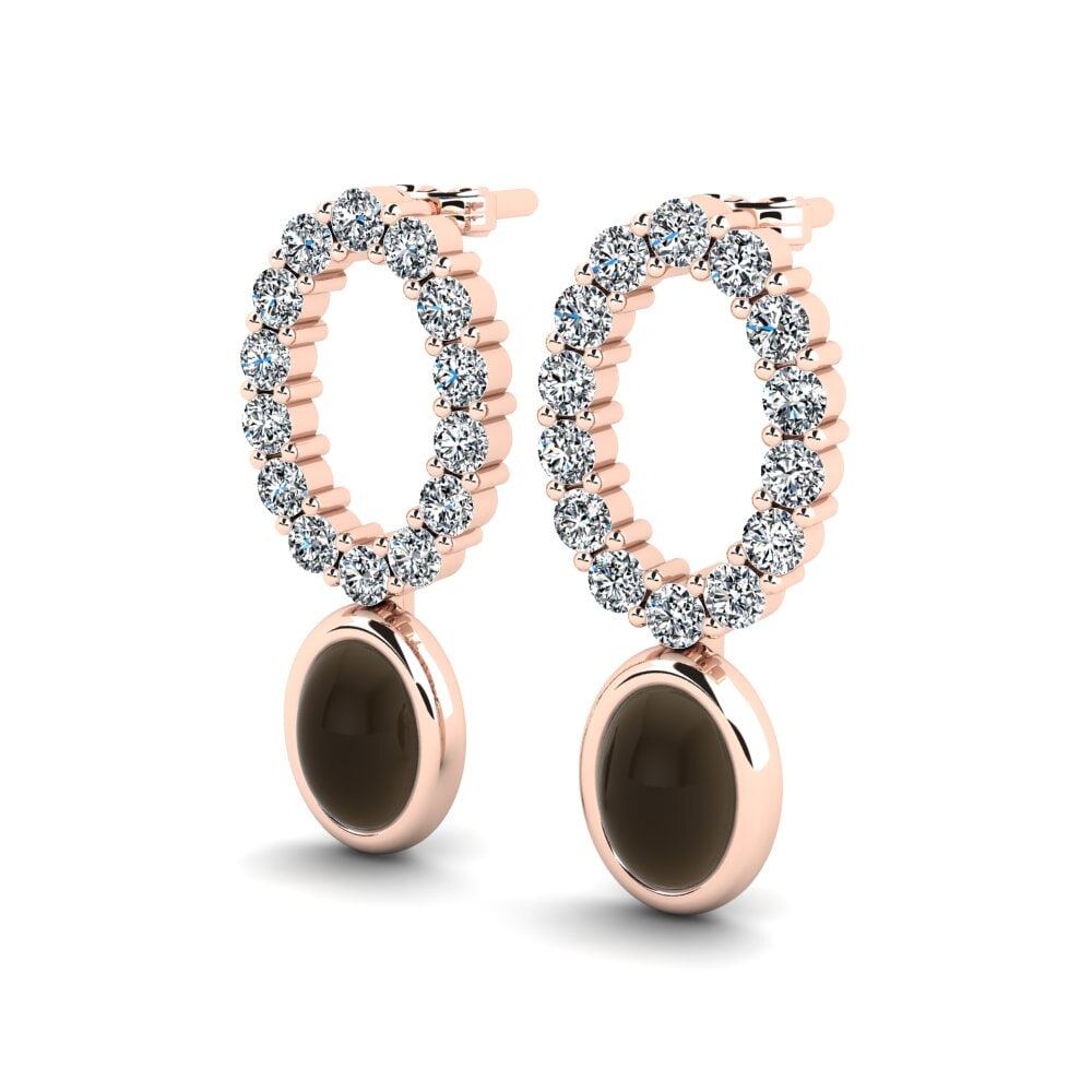 14ct Rose Gold Cabochon Smoky Topaz Women's Earring Melisandra