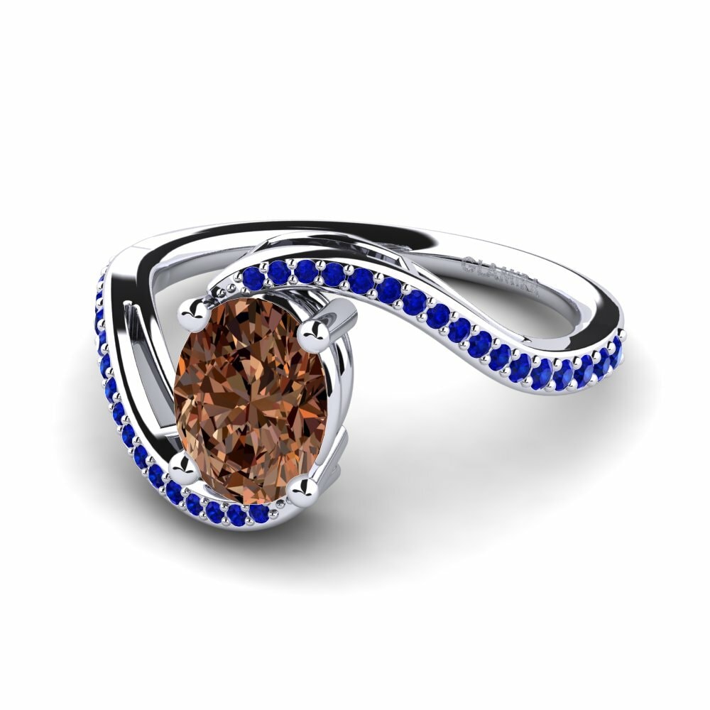 Diamante café Anillo de compromiso Melisent